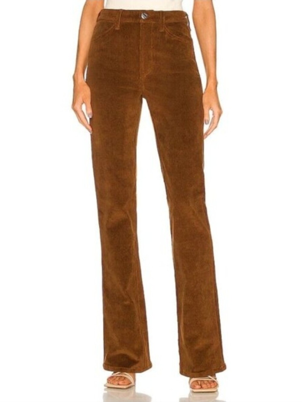 New Sprwmn Corduroy 5 Pocket Micro Flare Pants Camel Size 26